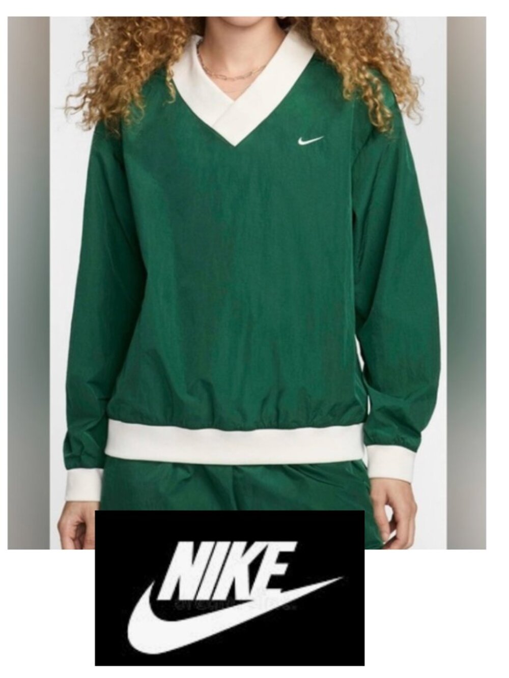 Nike Sportswear Women's Essential V-Neck Long Sleeve Loose UV Woven Pullover